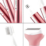 220V 3 In 1  Water Proof Rechargeable Vibrissa Eyebrows Trimmer Body Hair Denuding Machine Set, EU Plug