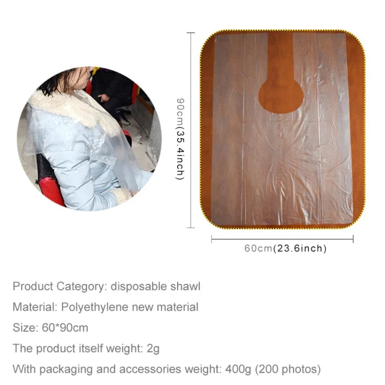 200 PCS One-time Hair Coloring Shawl/Cap Hairdressing Salon Hair Treatment Cloth Scarf(Transparent)