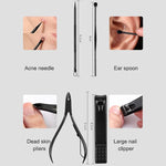 12 in 1 Advanced Stainless Nail Care Clipper Pedicure Manicure Kits with Leather Case, Red+Black