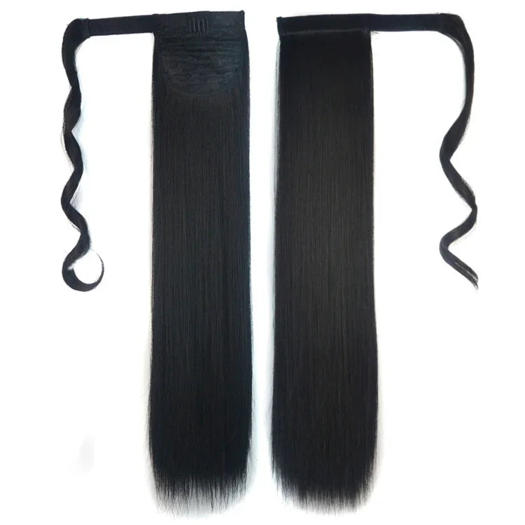 1B# Invisible Seamless Bandage-style  Wig Long Straight Hair Wig Ponytail, 1B#