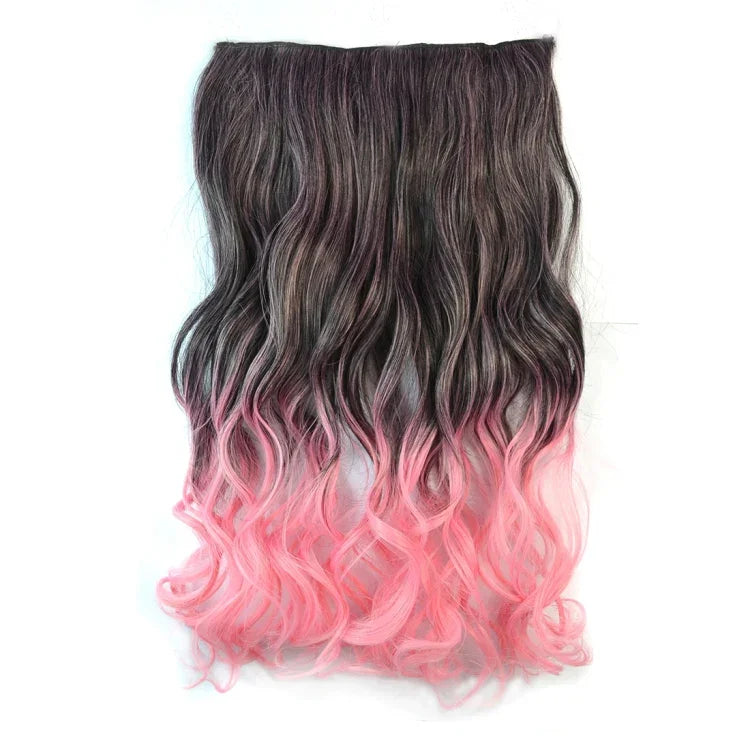 One-piece Seamless Hair Extension Piece Color Gradient Large Wave Long Curling Clip Type Hairpiece, HCB25772
