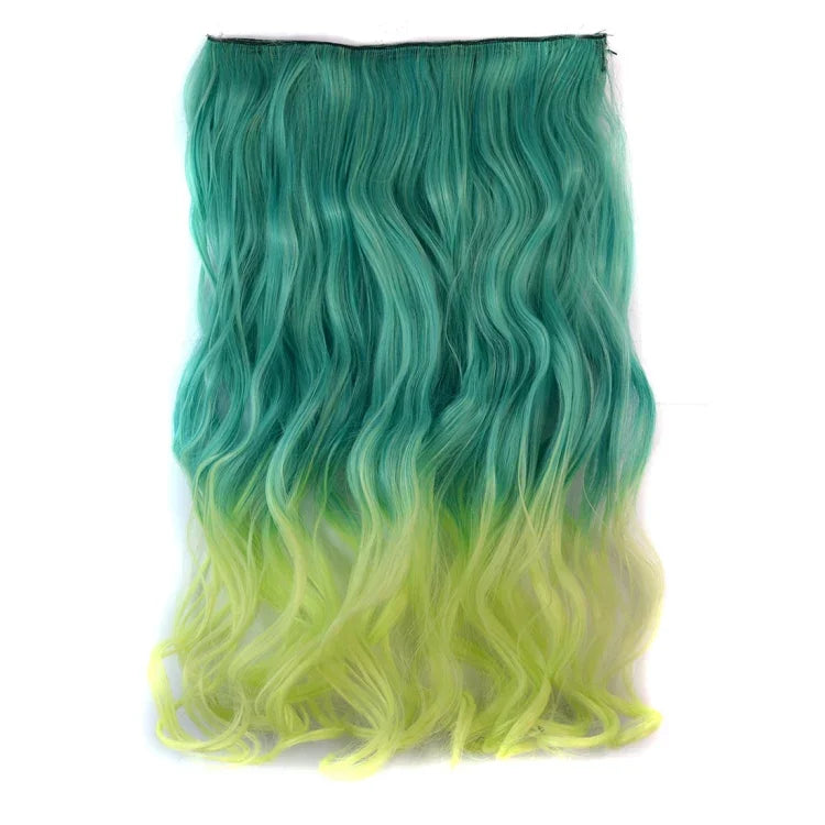 One-piece Seamless Hair Extension Piece Color Gradient Large Wave Long Curling Clip Type Hairpiece, HCB257723