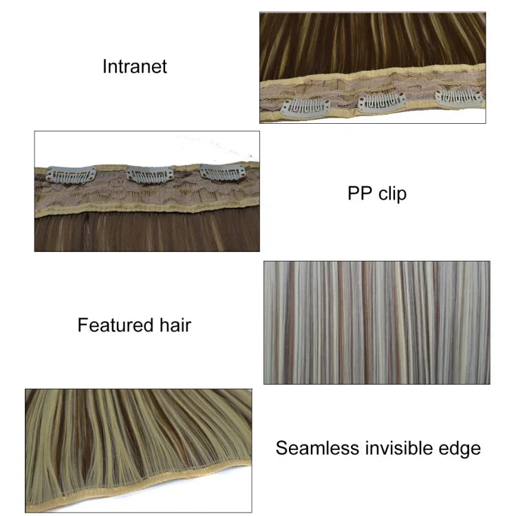 1B# One-piece Seamless Five-clip Wig Long Straight Wig Piece, 1B#
