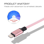 1m 2A USB to 8 Pin Nylon Weave Style Data Sync Charging Cable, 8 Pin Pink, 8 Pin Blue, 8 Pin Red, 8 Pin White