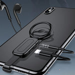 LXS08 8 Pin to 8 Pin + 3.5mm Audio Plug Ring Holder Fast Charging Adapter, 8 Pin + 3.5mm