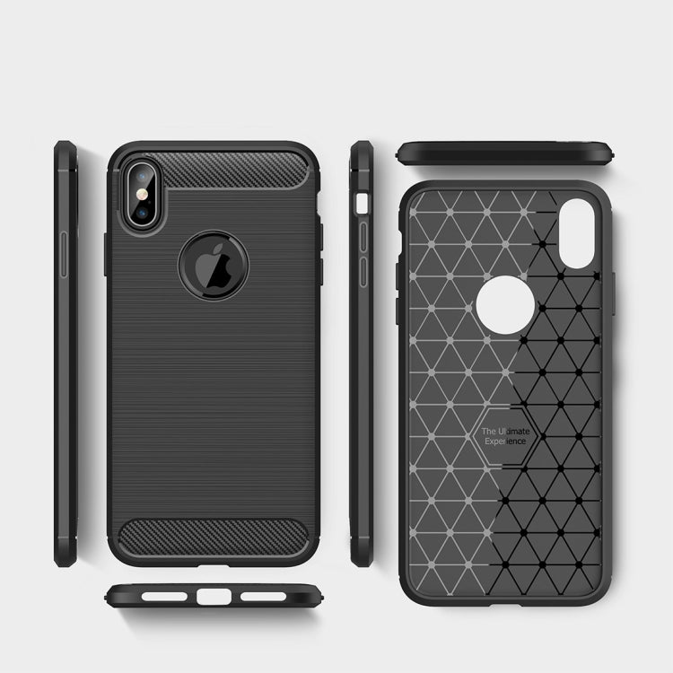For iPhone XS Max Brushed Texture Carbon Fiber Shockproof TPU Protective Back Case, For iPhone XS Max