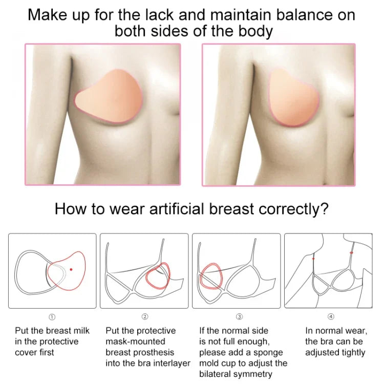 AS3 Spiral Shape Postoperative Rehabilitation Fake Breasts Silicone Breast Pad Nipple Cover 260g/Left, 260g/Left