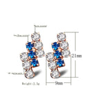 1 Pair Of 18 k Gold Irregular Geometrical Sterling Silver Crystal Stud Earring For Women, 21*9 mm, Blue, Red