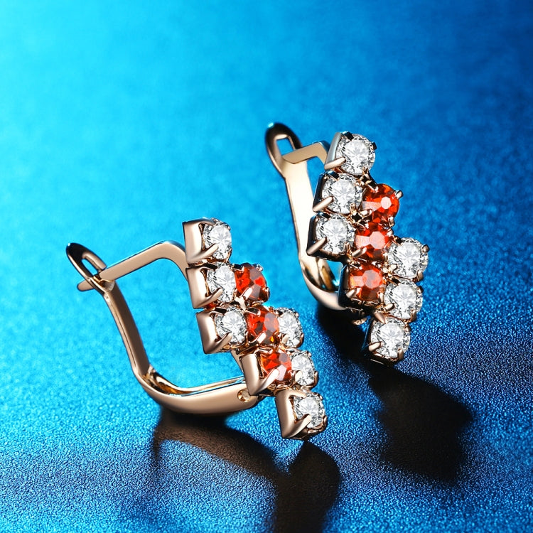 1 Pair Of 18 k Gold Irregular Geometrical Sterling Silver Crystal Stud Earring For Women, 21*9 mm, Red, Blue