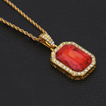 Hip Hop Mini Rhinestone Colorful Pendant Twist Gold Chain Necklace for Men, JEWE0309AA, JEWE0309AB, JEWE0309AC, JEWE0309AD