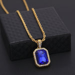 Hip Hop Mini Rhinestone Colorful Pendant Twist Gold Chain Necklace for Men, JEWE0309AA, JEWE0309AB, JEWE0309AC, JEWE0309AD