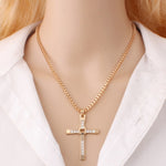 Fashion Rhinestone Cross Pendant Encrypted Box Necklace