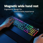 AULA F2088 108 Keys Mixed Light Plating Punk Mechanical Blue Switch Wired USB Gaming Keyboard with Metal Button, Blue Switch Silver