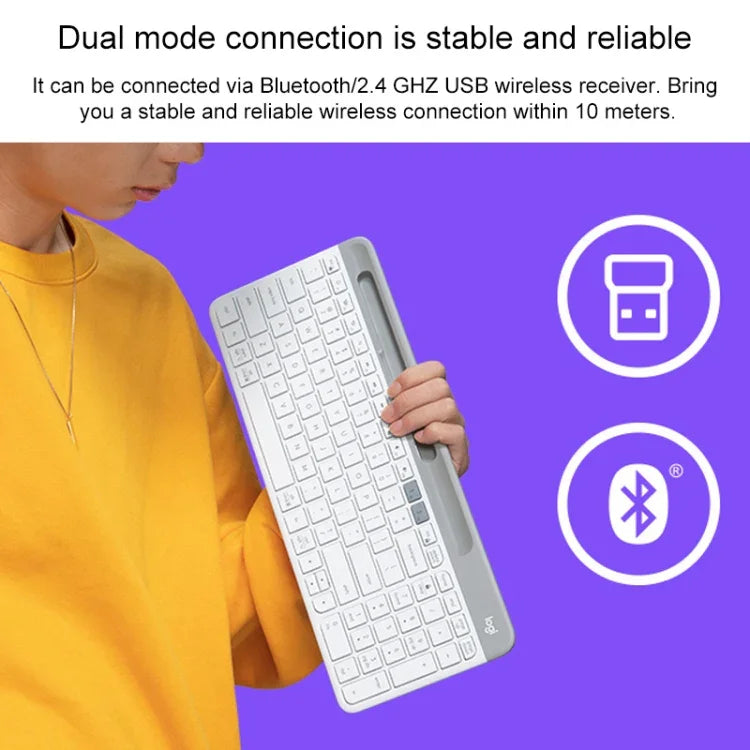 Logitech K580 Dual Modes Thin and Light Multi-device Wireless Keyboard with Phone Holder