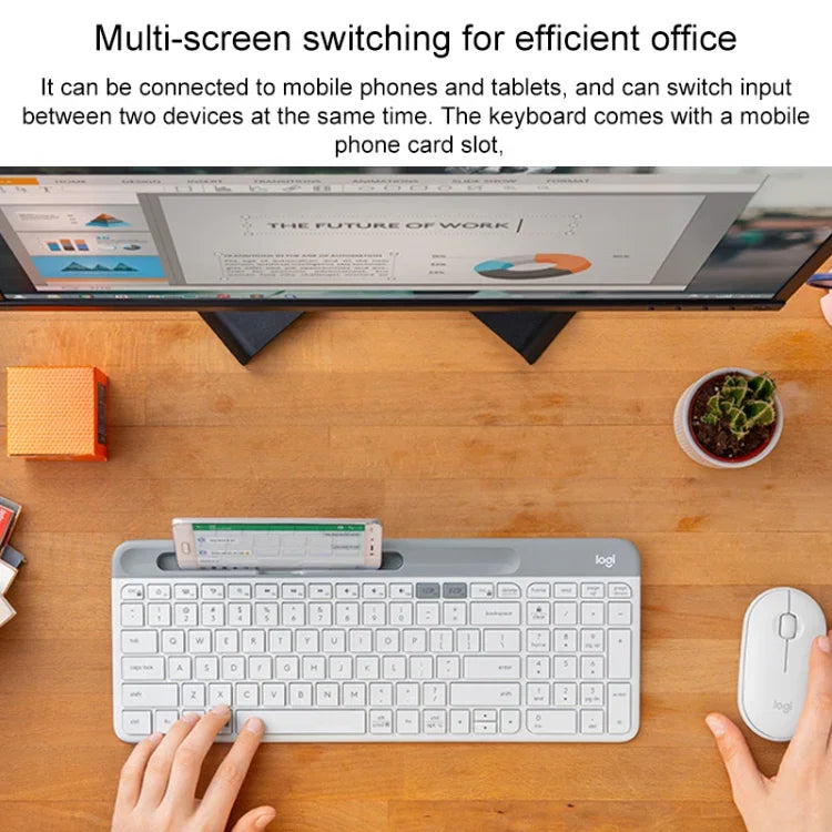 Logitech K580 Dual Modes Thin and Light Multi-device Wireless Keyboard with Phone Holder