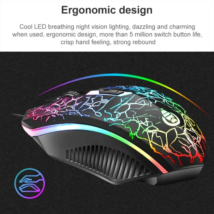 SHIPADOO D620 104-key Wired RGB Color Cracked Backlight Gaming Keyboard Mouse Kit for Laptop, PC