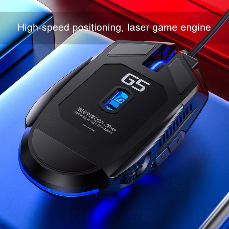 YINDIAO G5 3200DPI 4-modes Adjustable 6-keys RGB Light Wired Gaming Mouse, G5 Black, G5 White