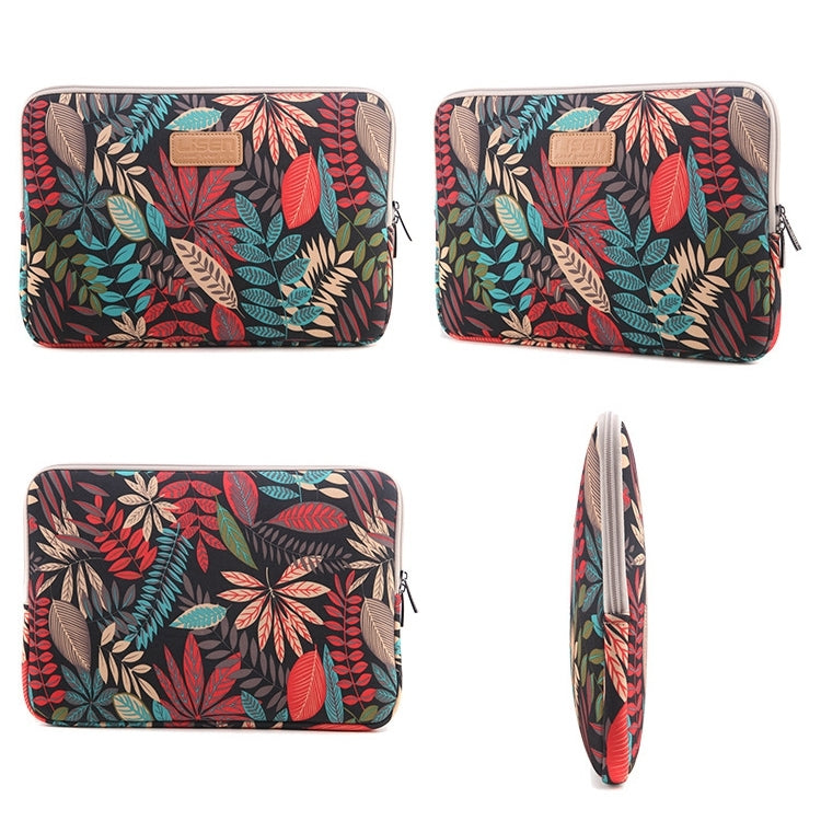 Sleeve Case Colorful Leaves Zipper Briefcase Carrying Bag for Macbook, Samsung, Lenovo, Sony, DELL Alienware, CHUWI, ASUS, HP, 15.6 inch and Below Laptops, 15 inch