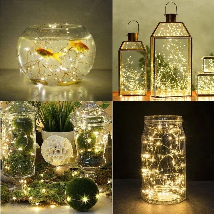 20 LEDs 2700-2900K Rope Fairy Light For Party / Holiday, Length: 2m, DC 6V, 6 PCS 2m