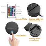 Guitar Shape 3D Colorful LED Vision Light Table Lamp, 16 Colors Remote Control Version, 16 Colors Remote Control Version