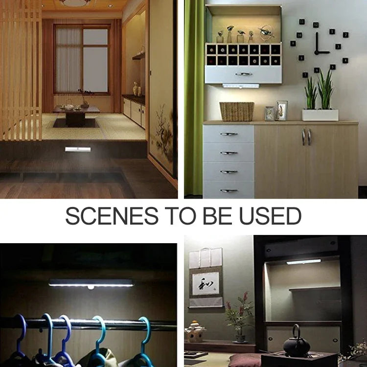 0.8W 10 LEDs Warm White Light Narrow Screen Intelligent Human Body Sensor Light LED Corridor Cabinet Light, USB Charging Version, 0.8W 10 LEDs Warm White