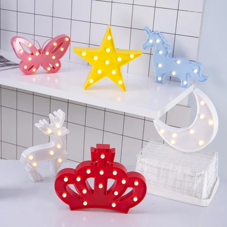 2 x AA Batteries Powered Party Festival Table Wedding Lamp Night Light, Pentagram(Blue), Pentagram(White), Pentagram(Yellow)