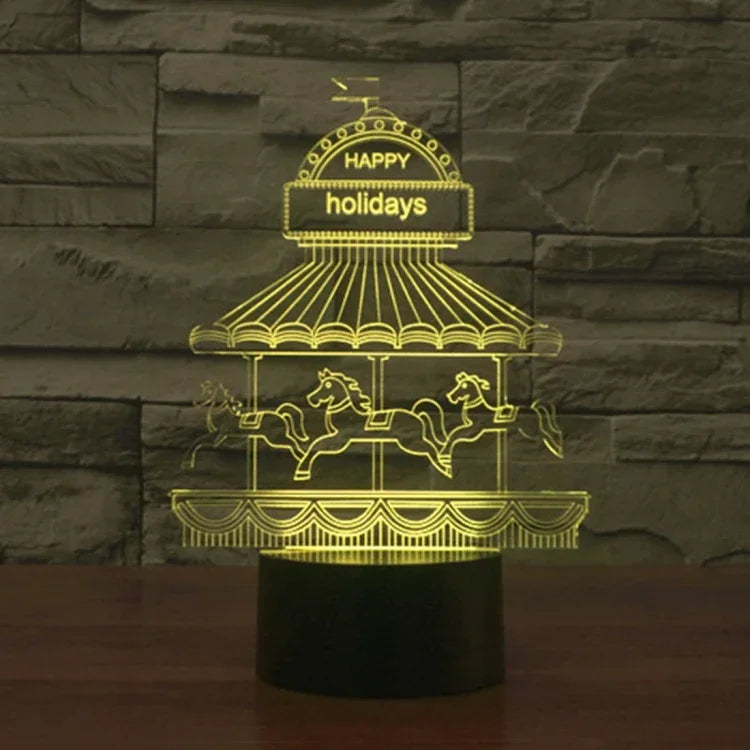 7 Color Discoloration Creative Visual Stereo Lamp Desk Lamp Night Light, Amusement Park Style