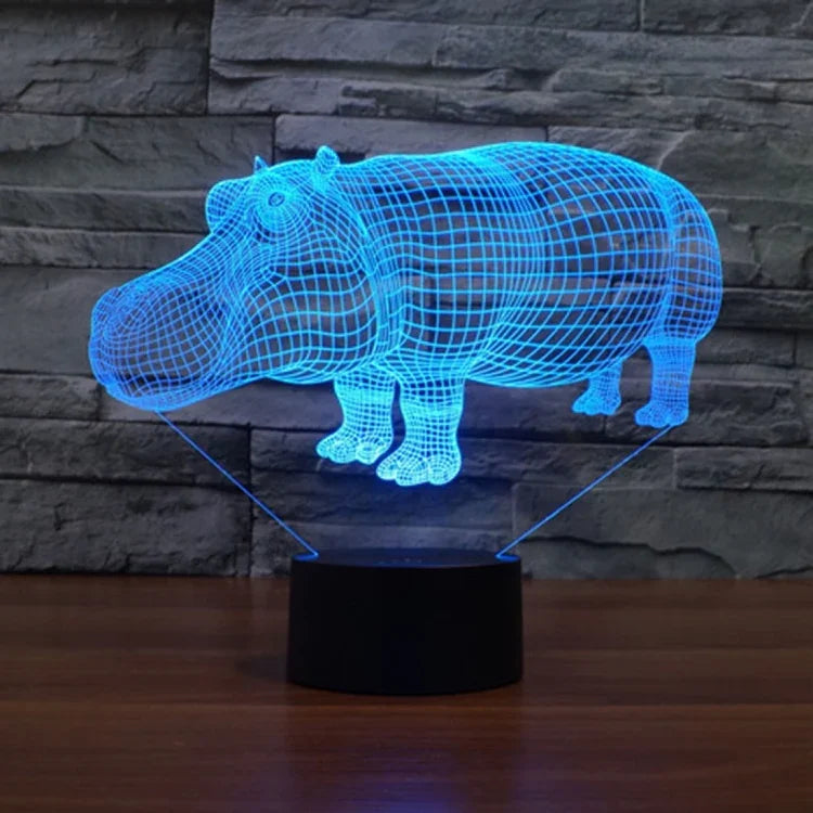 7 Color Discoloration Creative Visual Stereo Lamp Desk Lamp Night Light, Rhino Style