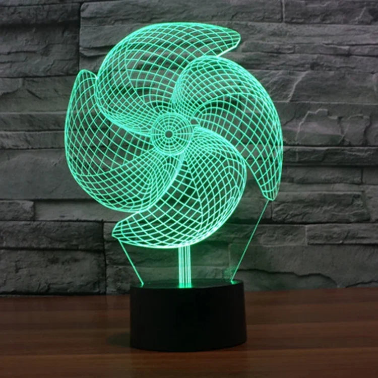 7 Color Discoloration Creative Visual Stereo Lamp Desk Lamp Night Light, Big Pinwheel Style