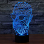 7 Color Discoloration Creative Visual Stereo Lamp Desk Lamp Night Light, Product Size: 23.6 x 14.0 x 8.7 cm, Man with Glasses Style