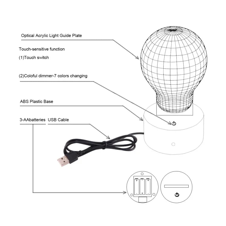 7 Colour Discoloration Creative Visual Stereo Lamp Desk Lamp Night Light, Headset Shape