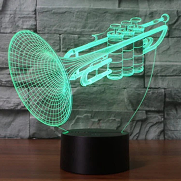 7 Colour Discoloration Creative Visual Stereo Lamp Desk Lamp Night Light, Trumpet Shape