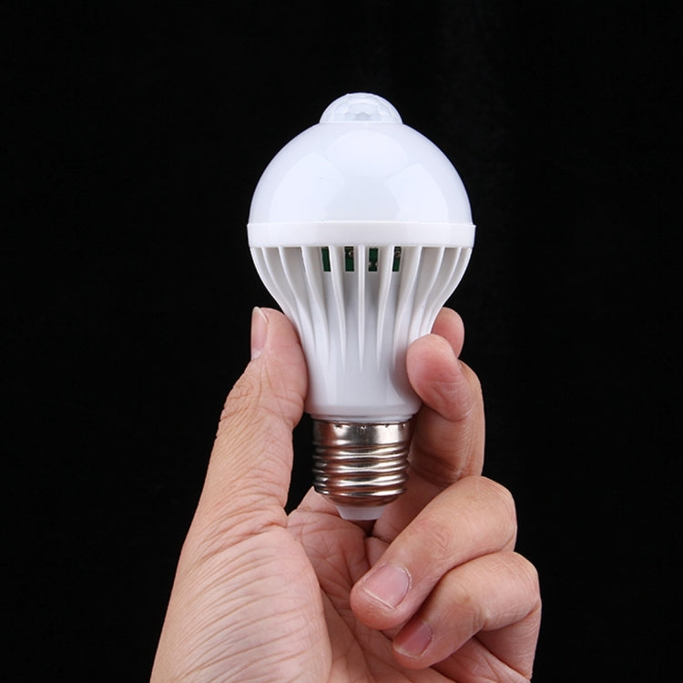 E27 5W 12 LEDs SMD 5730 300LM Infrared Motion Sensor LED Light Bulb, Sensor Distance: 4-6m, AC 220V, E27 5W Warm White, E27 5W White Light