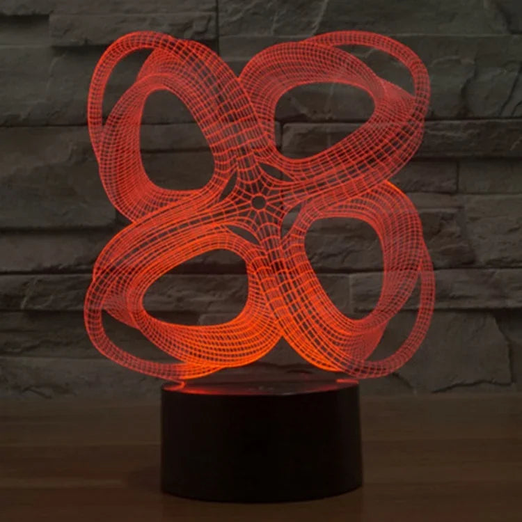 7 Color Discoloration Creative Visual Stereo Lamp Desk Lamp Night Light, Four Circle Abstract Style