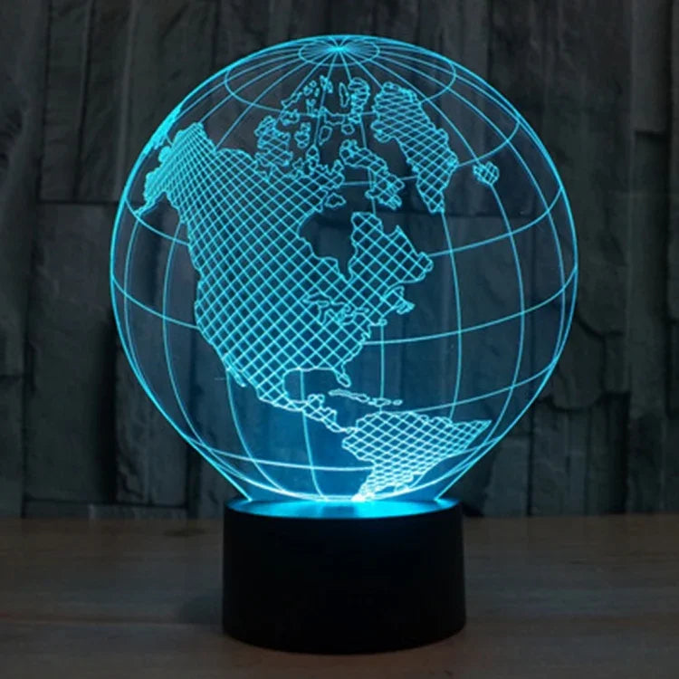 7 Colour Discoloration Creative Visual Stereo Lamp Desk Lamp Night Light, America Globe Style
