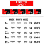 MICRODATA 32GB U1 Red and Black TF(Micro SD) Memory Card, 32GB