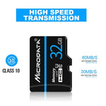 MICRODATA 128GB U3 Blue Line and Black TF(Micro SD) Memory Card, 128GB