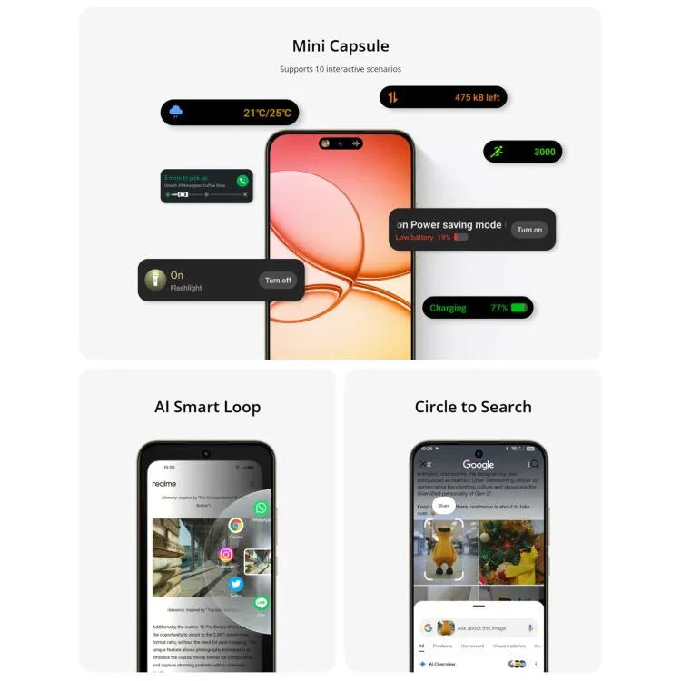 Realme 15T, 8GB+128GB, Screen Fingerprint Identification, 6.57 inch Realme UI 6.0 Android 15 MediaTek Dimensity 6400 Max Octa Core, NFC, Network: 5G, 8GB+128GB