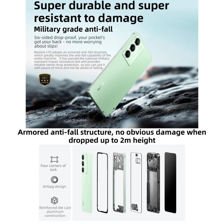 Realme V70, 6GB+128GB, 6.67 inch Realme UI 6.0 Android 15 Dimensity 6300 5G Octa Core, Network: 5G, 6GB+128GB