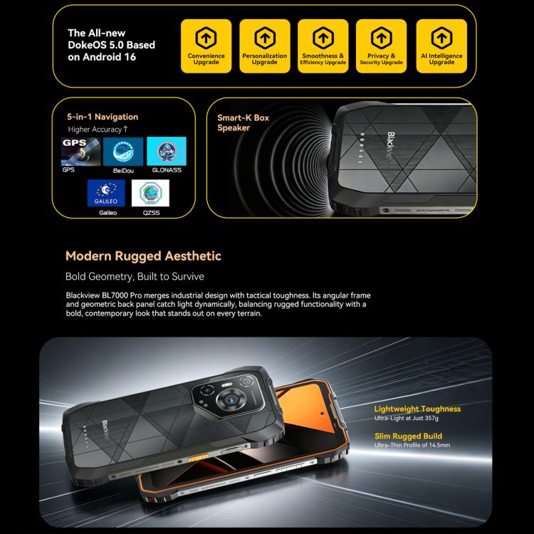 Blackview BL7000 Rugged Phone, 8GB+256GB, 6.78 inch Android 15 MediaTek Dimensity 6300 Octa Core, Network: 5G, NFC, OTG, 8GB+256GB