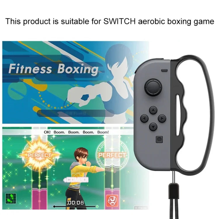 iPlay Small Handle Boxing Grip Gamepad Grip with Strap for Switch Joy-Con, Black, Red