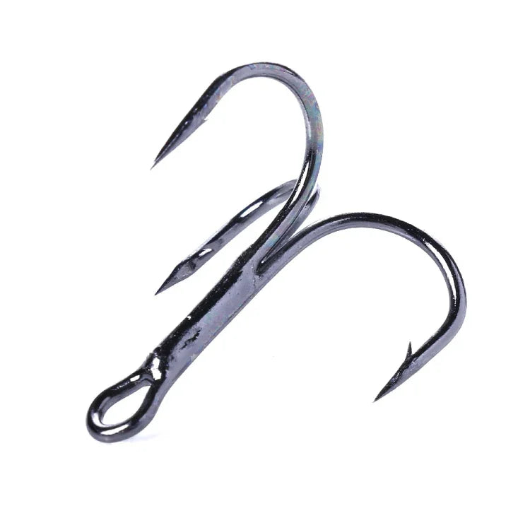 HENGJIA 20 PCS Classic Black High Carbon Steel Fishing Three-jaw Treble Hooks, 10# FH022