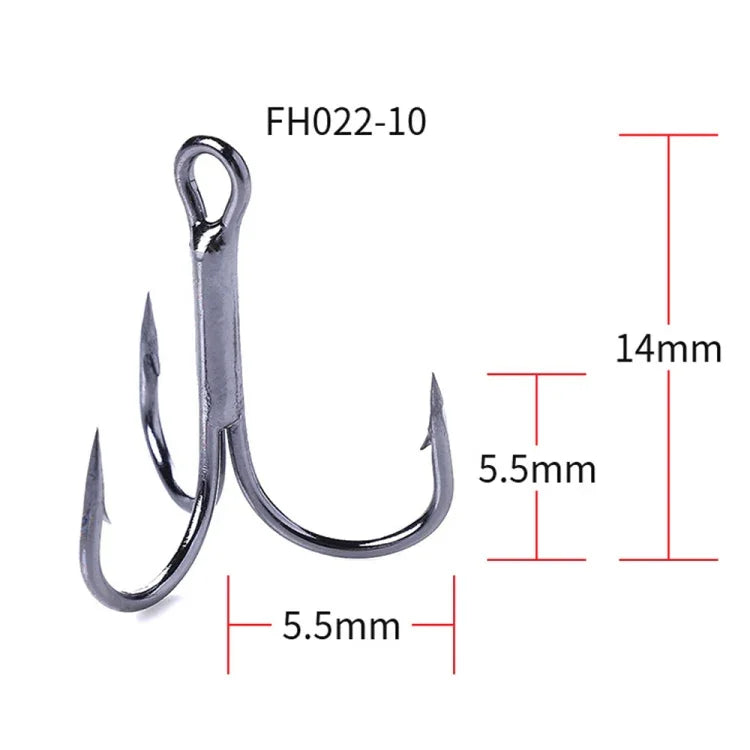 HENGJIA 20 PCS Classic Black High Carbon Steel Fishing Three-jaw Treble Hooks, 10# FH022