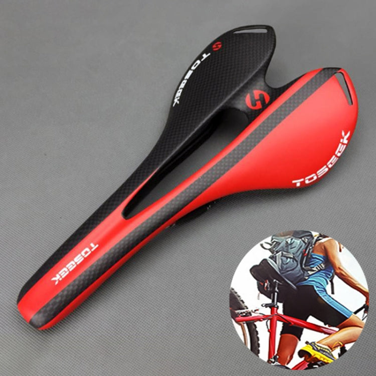 TOSEEK Road Bike Carbon Fiber Seat Bicycle Hollow Seat Saddle, 3K Texture + Extinction, Extinction(Blue), Extinction(Red), Extinction(White), Extinction(Yellow), Extinction(Black), Extinction(Orange), Extinction(Green), Extinction(Grey)