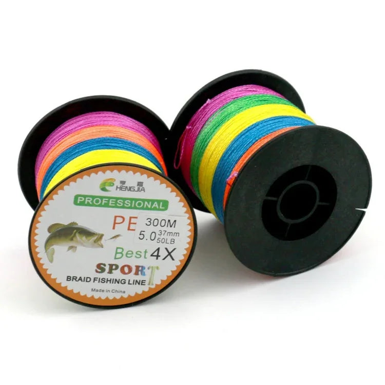 HENGJIA Colorful 3.0# 0.28mm 38LB 15.8kg Tension 300m Extra Strong 4 Shares Braid PE Fishing Line Kite Line, 3.0# 0.28mm 38LB