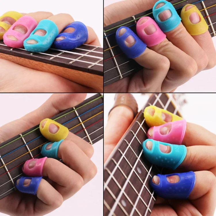 10 PCS Guitar Ukulele Stringed Instrument Finger Protector Anti-pain Finger Cap in Random Color Delivery(Size: L), Size: L