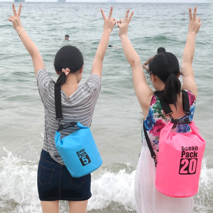 Outdoor Waterproof Double Shoulder Bag Dry Sack PVC Barrel Bag, Capacity: 20L, Capacity: 20L (Green), Capacity: 20L (Sky Blue), Capacity: 20L (Yellow), Capacity: 20L (Black), Capacity: 20L (Dark Blue), Capacity: 20L (Orange), Capacity: 20L (Pink)