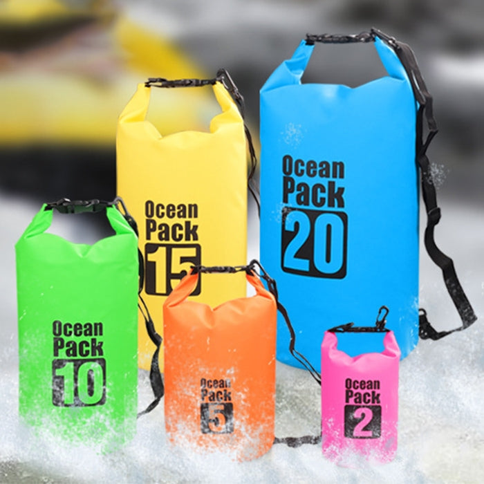 Outdoor Waterproof Double Shoulder Bag Dry Sack PVC Barrel Bag, Capacity: 30L, Capacity: 30L (Sky Blue), Capacity: 30L (Yellow), Capacity: 30L (Black), Capacity: 30L (Dark Blue), Capacity: 30L (Orange), Capacity: 30L (Pink), Capacity: 30L (Green)