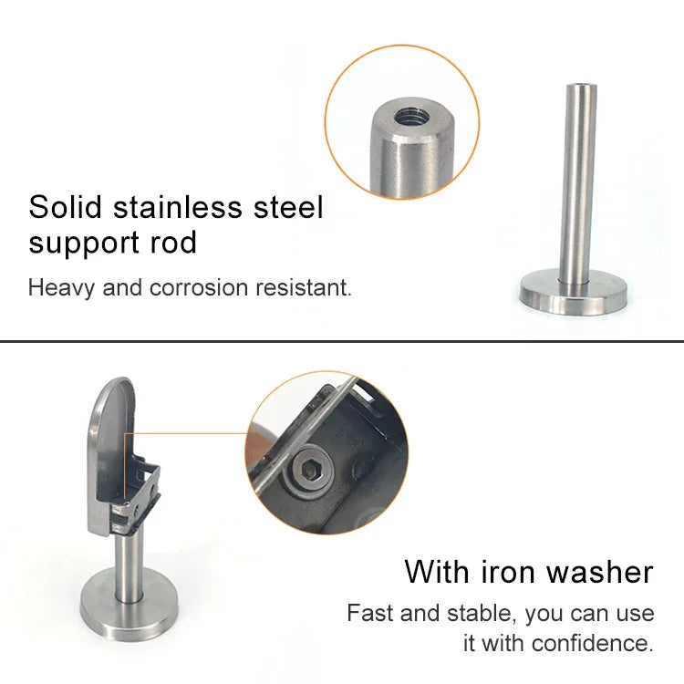 304 Stainless Steel Glass Fish Mouth Support Rod Fixing Clip with 14x80mm Rod, Specification: XL, XL, with 14x80mm Rod