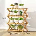 4-Layer Balcony Living Room Collapsible Solid Wood Flower Stand Potted Planting Shelves, Length: 50cm, 50cm 4-Layer